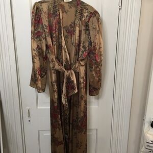Victoria's Secret Floral Satin Robe - Gold and Red